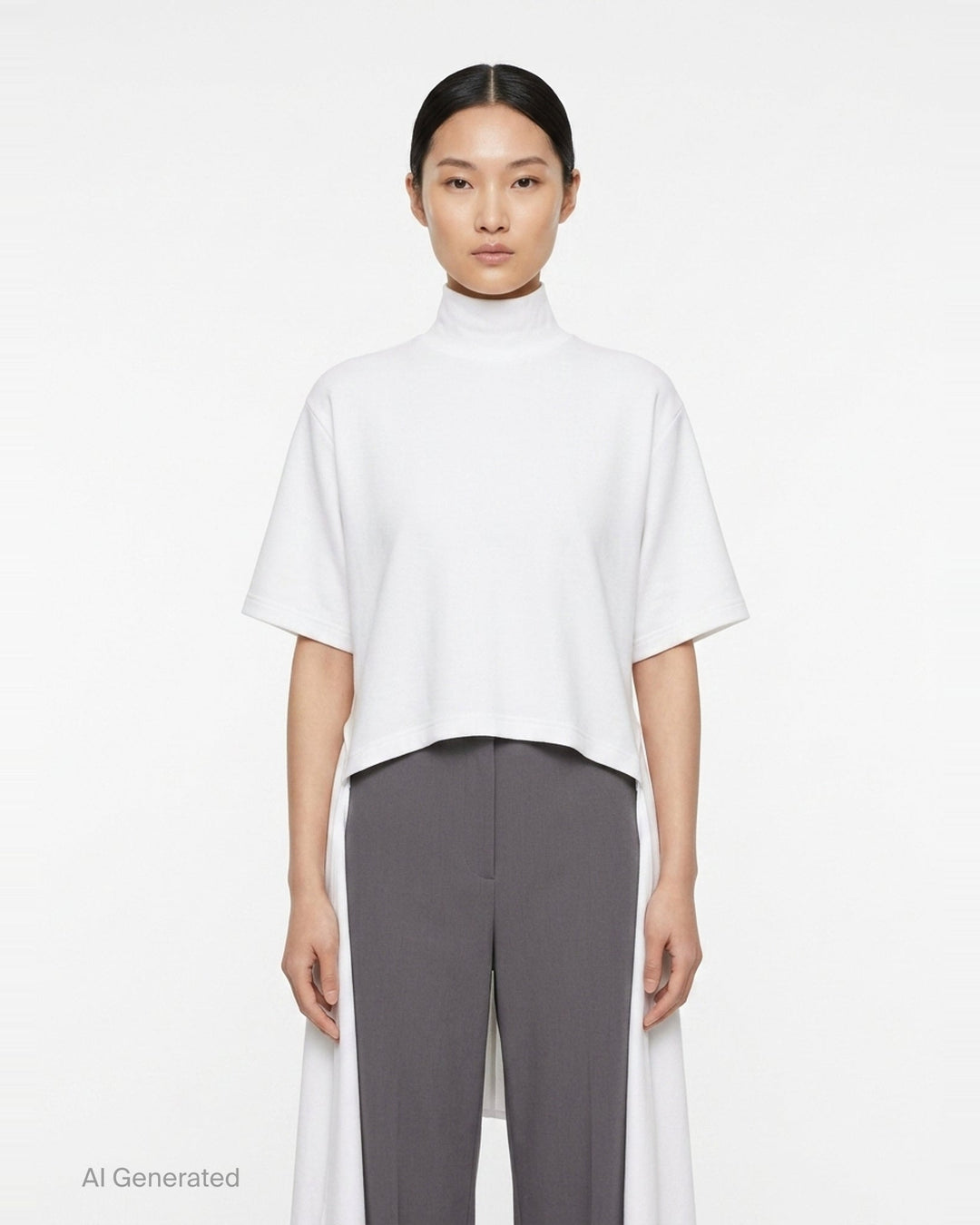 Asymmetric Cotton Jersey Tee | Alaïa | Club21 - front