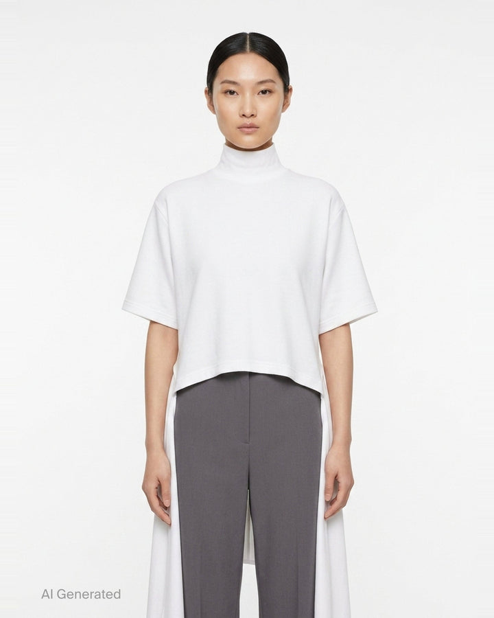 Asymmetric Cotton Jersey Tee | Alaïa | Club21 - front