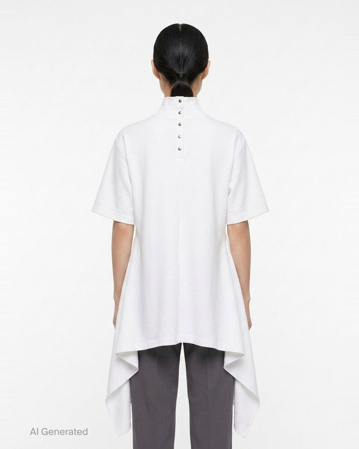 Asymmetric Cotton Jersey Tee | Alaïa | Club21 - back