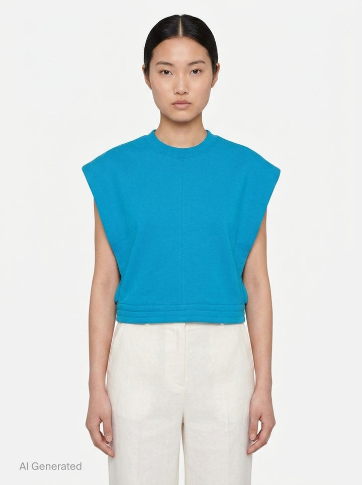 Crop Fleece Jersey Top | Alaïa | Club21 - front