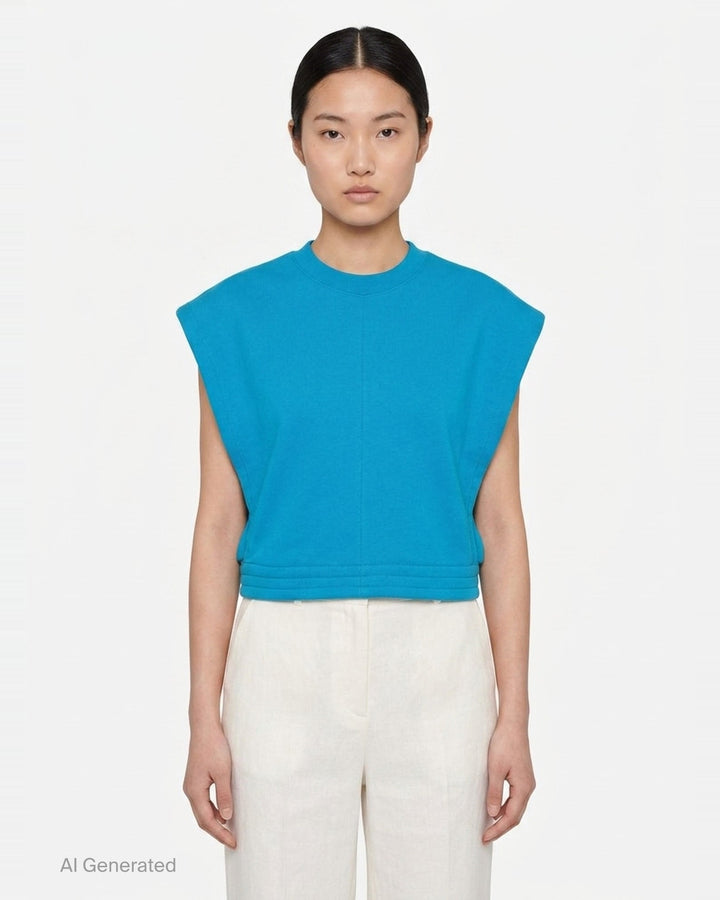 Crop Fleece Jersey Top | Alaïa | Club21 - front