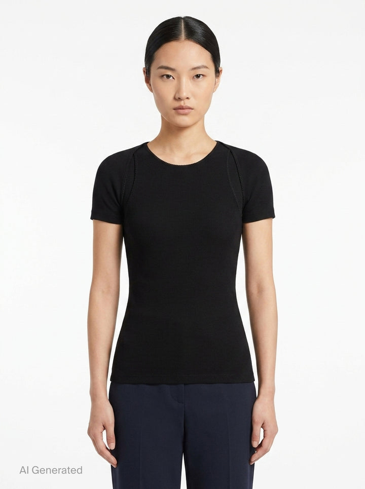 Layered Ribbed Jersey Tee | Alaïa | Club21 - front