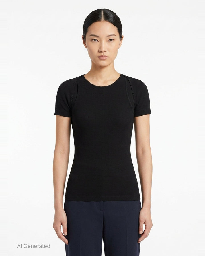 Layered Ribbed Jersey Tee | Alaïa | Club21 - front