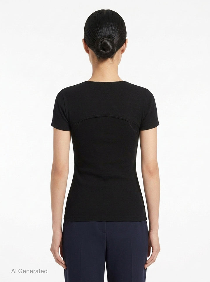 Layered Ribbed Jersey Tee | Alaïa | Club21 - back
