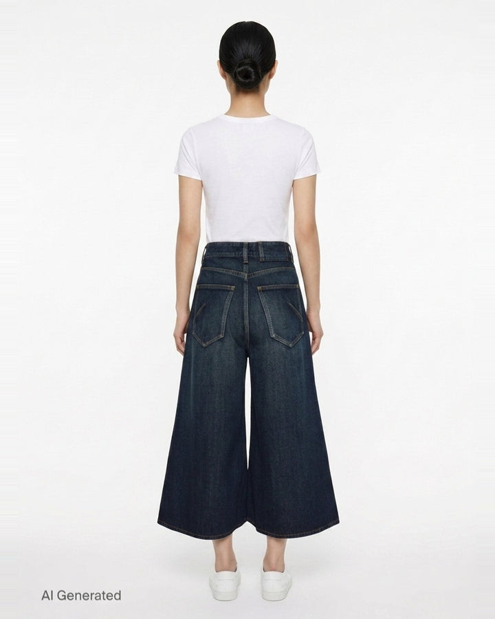 Palazzo Dock Blue Denim Shorts | Alaïa | Club21 - back