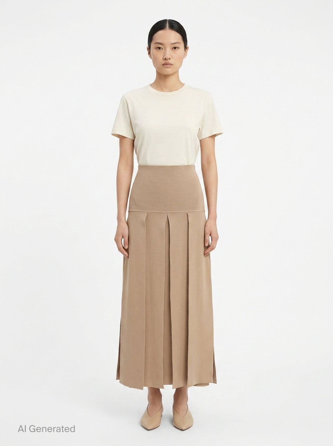 Textured Pleats Midi Skirt | Alaïa | Club21 - front