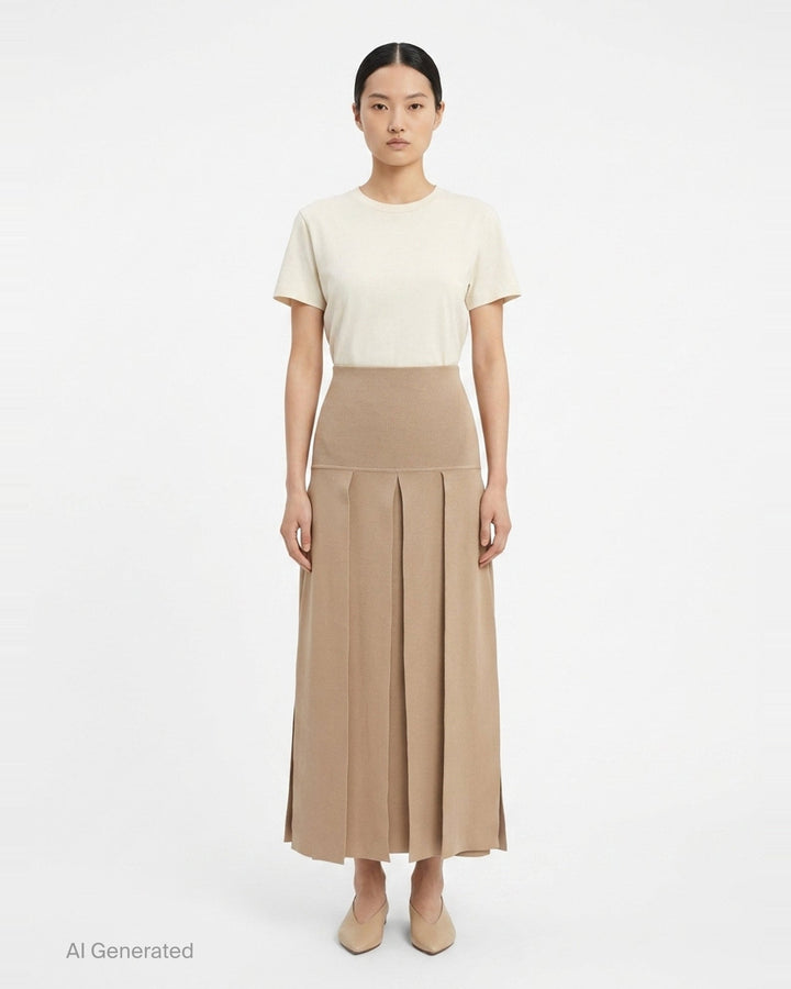 Textured Pleats Midi Skirt | Alaïa | Club21 - front