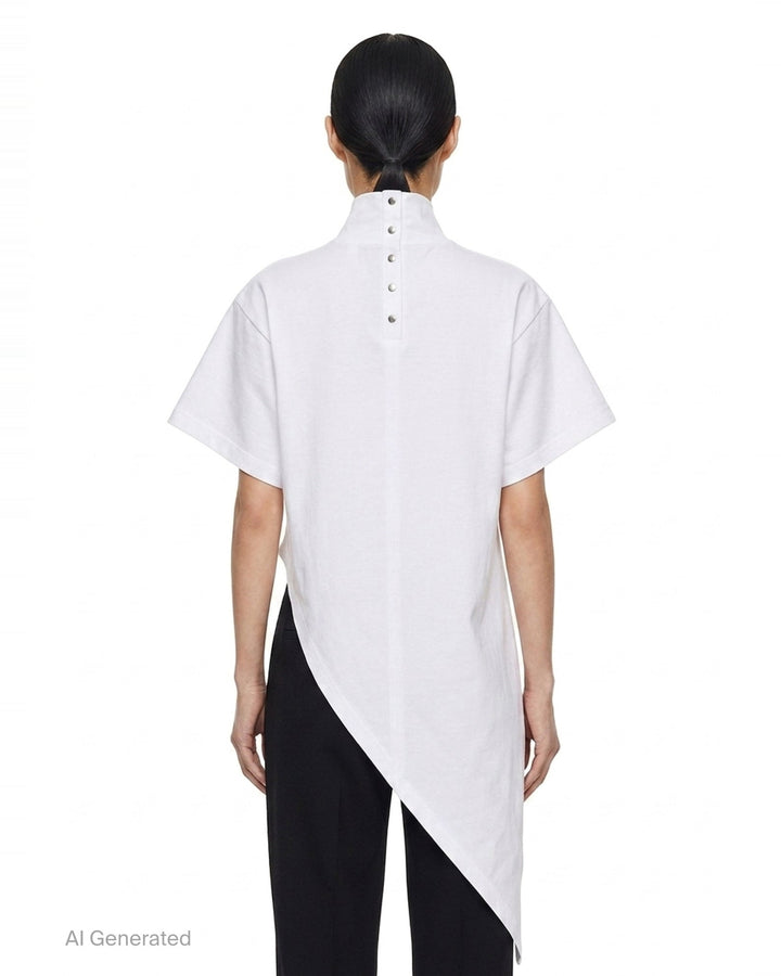Triangle Asymmetric Cotton Jersey Tee | Alaïa | Club21 - back