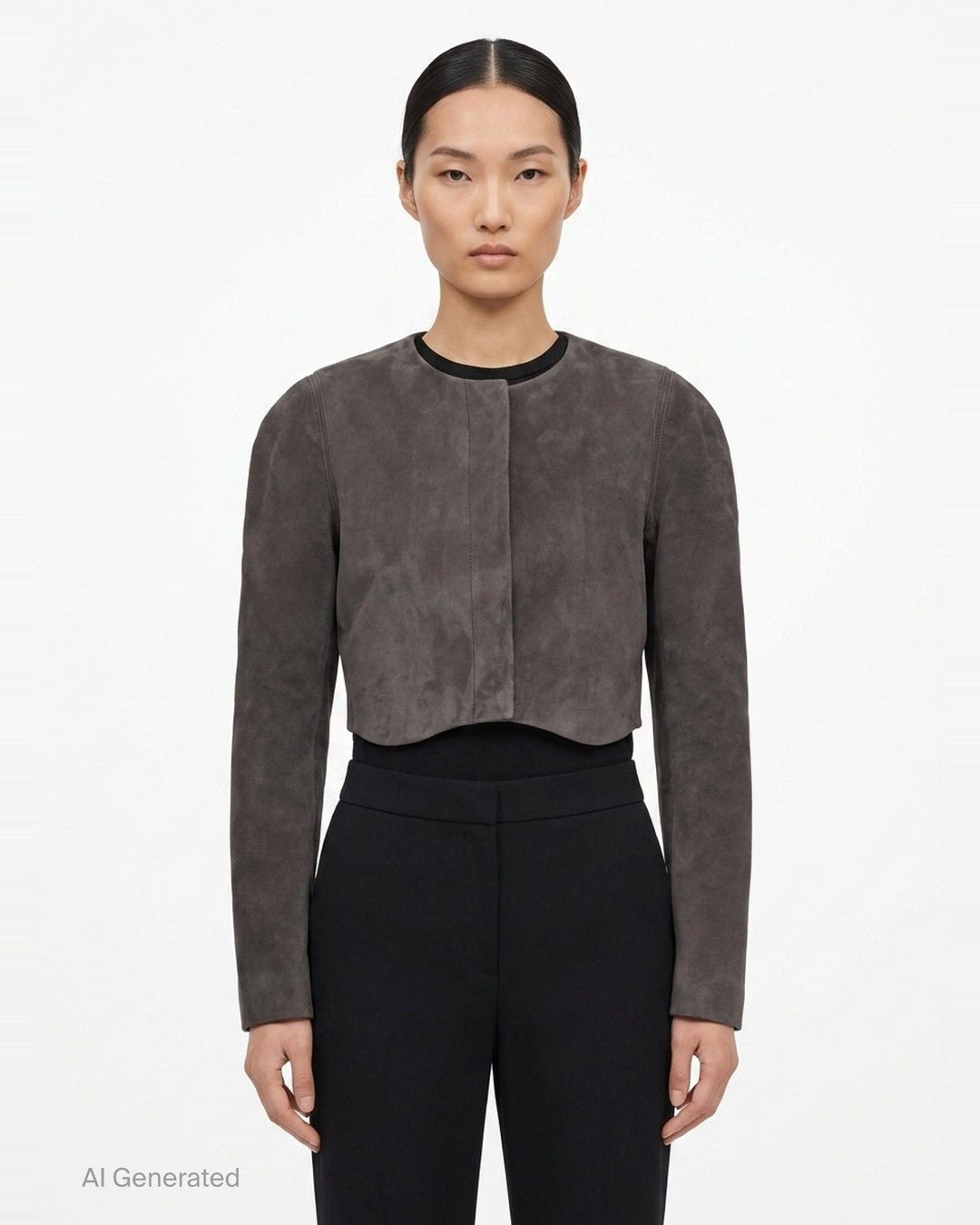 Velvet Goat Suede Cropped Jacket | Alaïa | Club21 - front