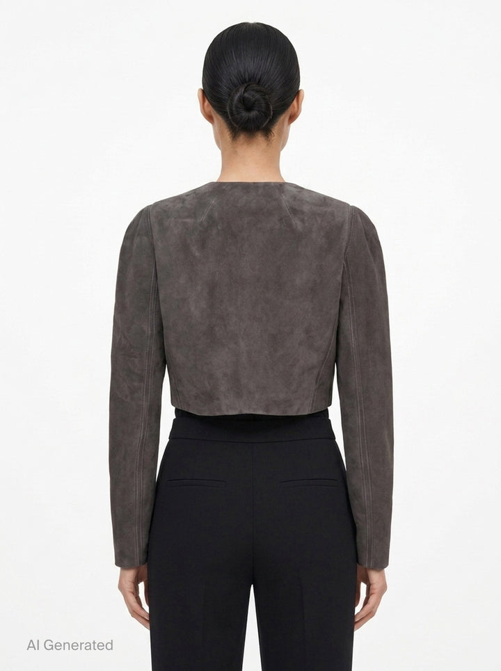 Velvet Goat Suede Cropped Jacket | Alaïa | Club21 - back
