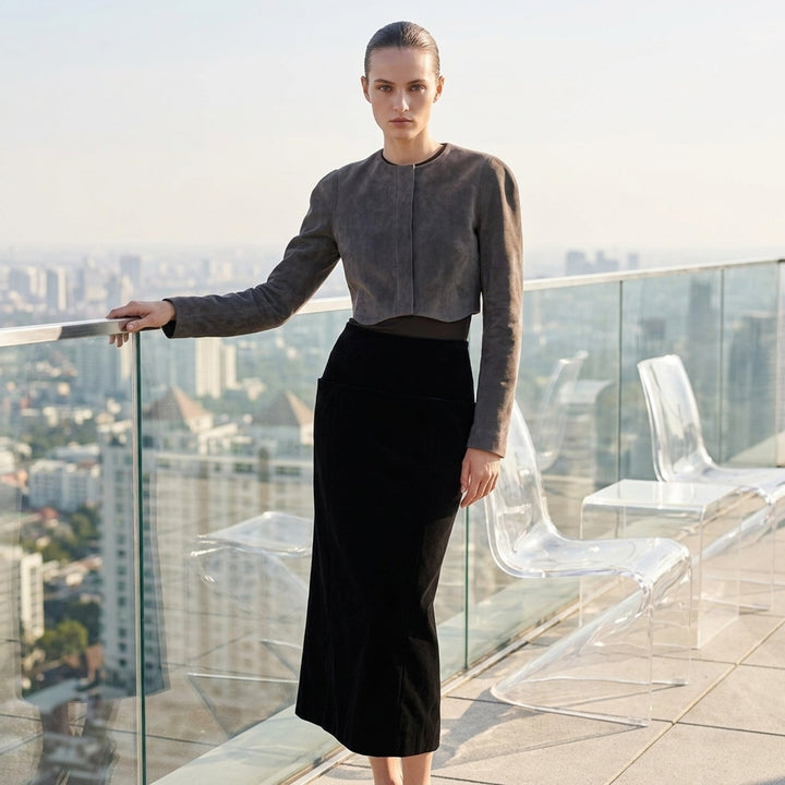 Velvet Goat Suede Cropped Jacket | Alaïa | Club21 - lifestyle