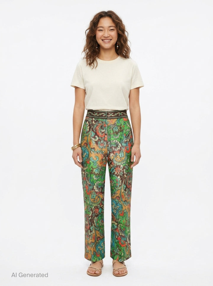 Charlotte Paisley Print Pants | Alemais | Club21 - front