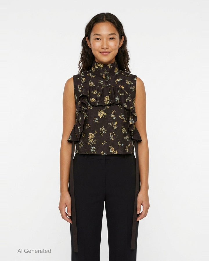 Lilah Ruffled Floral Top | Alemais | Club21 - front