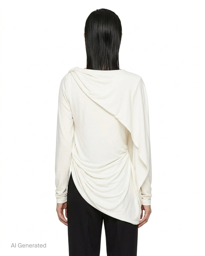 Alexander Wang black asymmetric draped top with twisted waist detail and side cut-out - back
