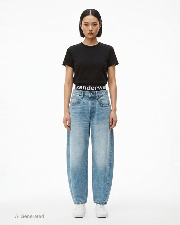 Blow Up Logo Waistband Jeans | Alexander Wang | Club21 - front