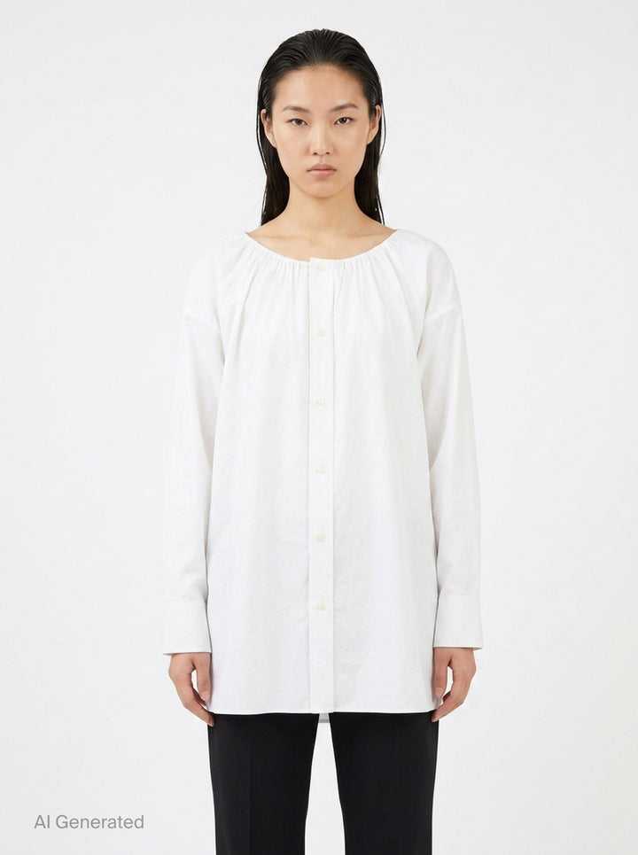 Button Down Scoop Neck Shirt Dress | Alexander Wang | Club21 - front