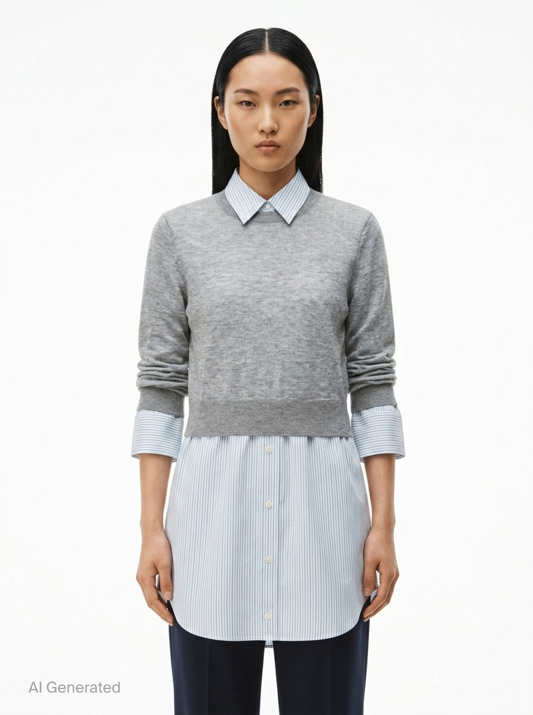 Button Up Sheer Crewneck Combo | Alexander Wang | Club21 - front