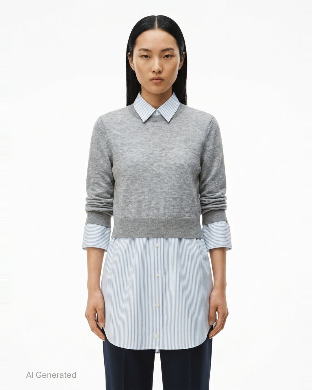 Button Up Sheer Crewneck Combo | Alexander Wang | Club21 - front