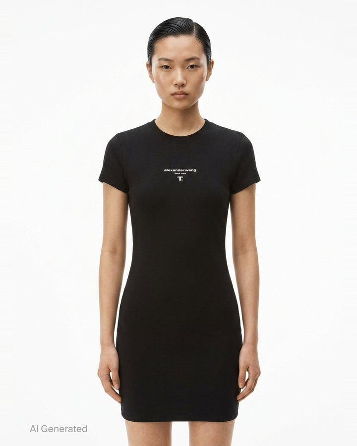Fitted Short Sleeve Mini Dress | Alexander Wang | Club21 - front