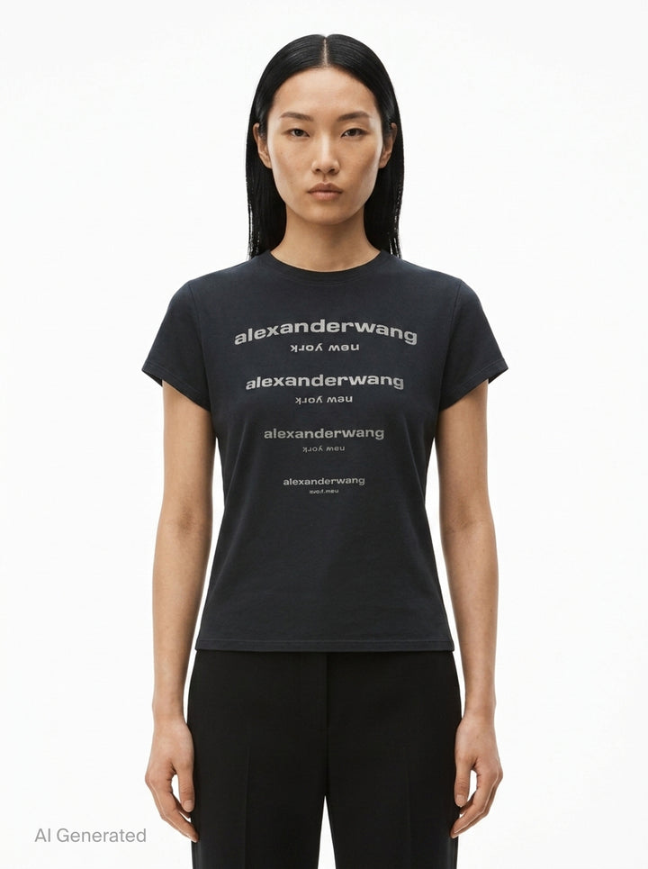 Fitted Tee With Hotfix Gradient | Alexander Wang | Club21 - front