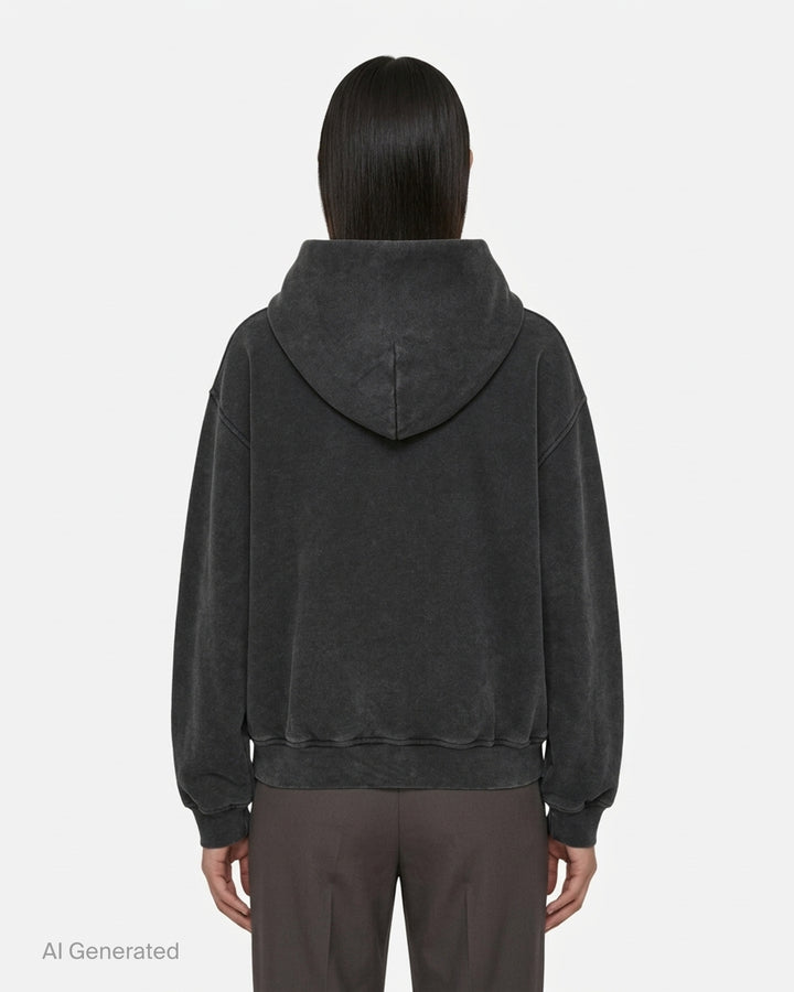 Alexander Wang washed black oversized hoodie with vertical holographic AW flasher graphic and alexanderwang New York logo print on the chest - back