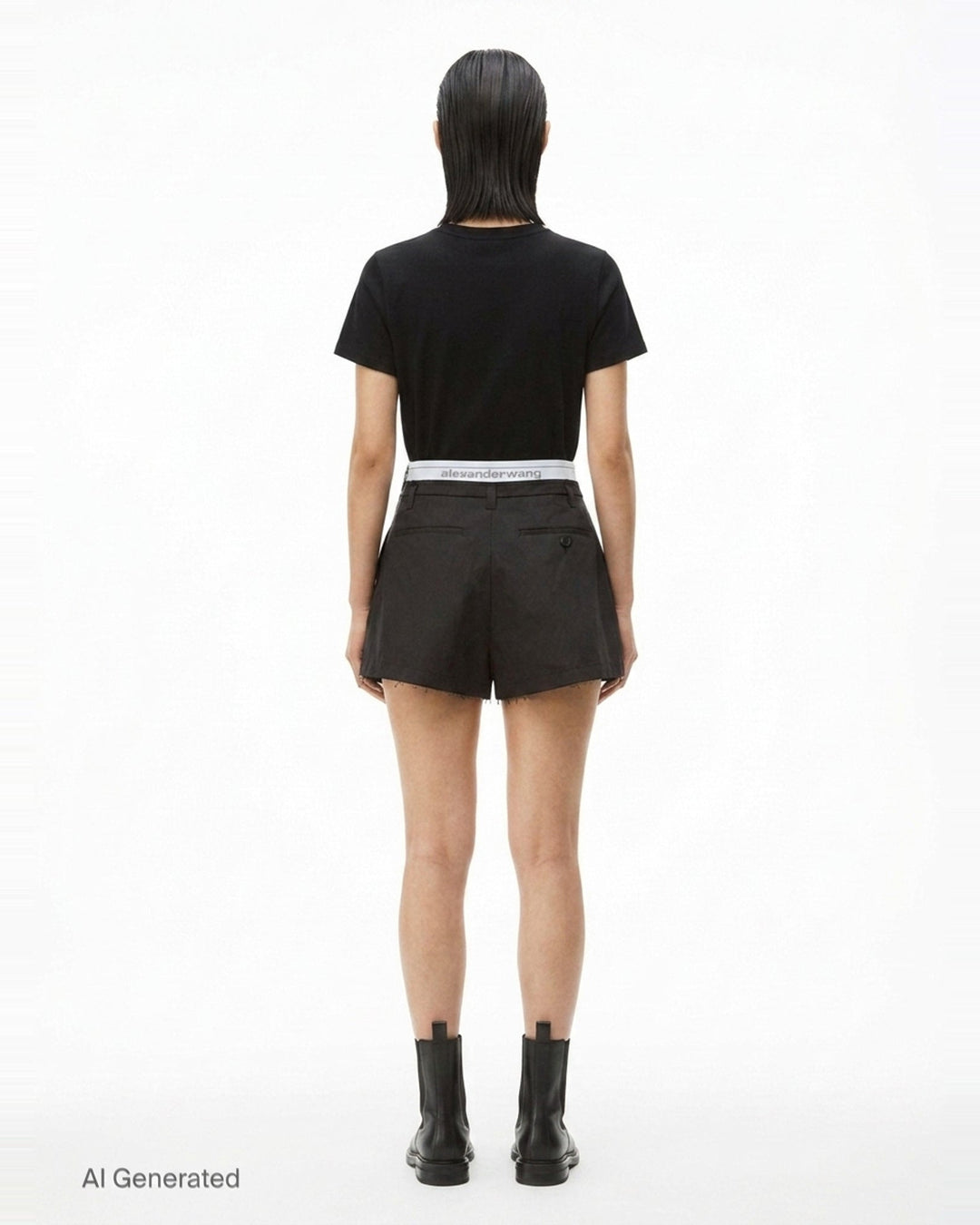 High-Rise Logo Elastic Shorts | Alexander Wang | Club21 - back