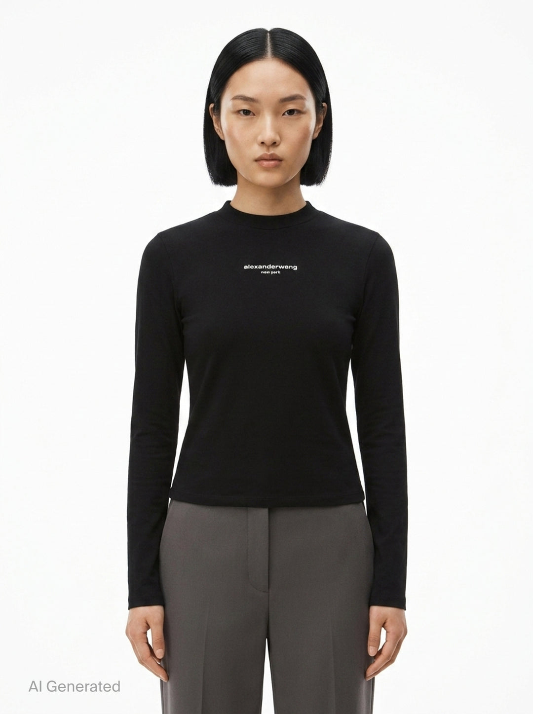 Logo Print Long Sleeve Tee | Alexander Wang | Club21 - front