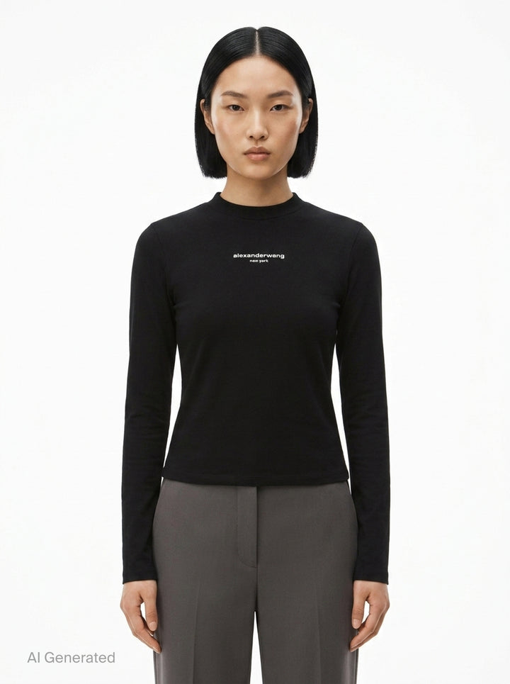 Logo Print Long Sleeve Tee | Alexander Wang | Club21 - front