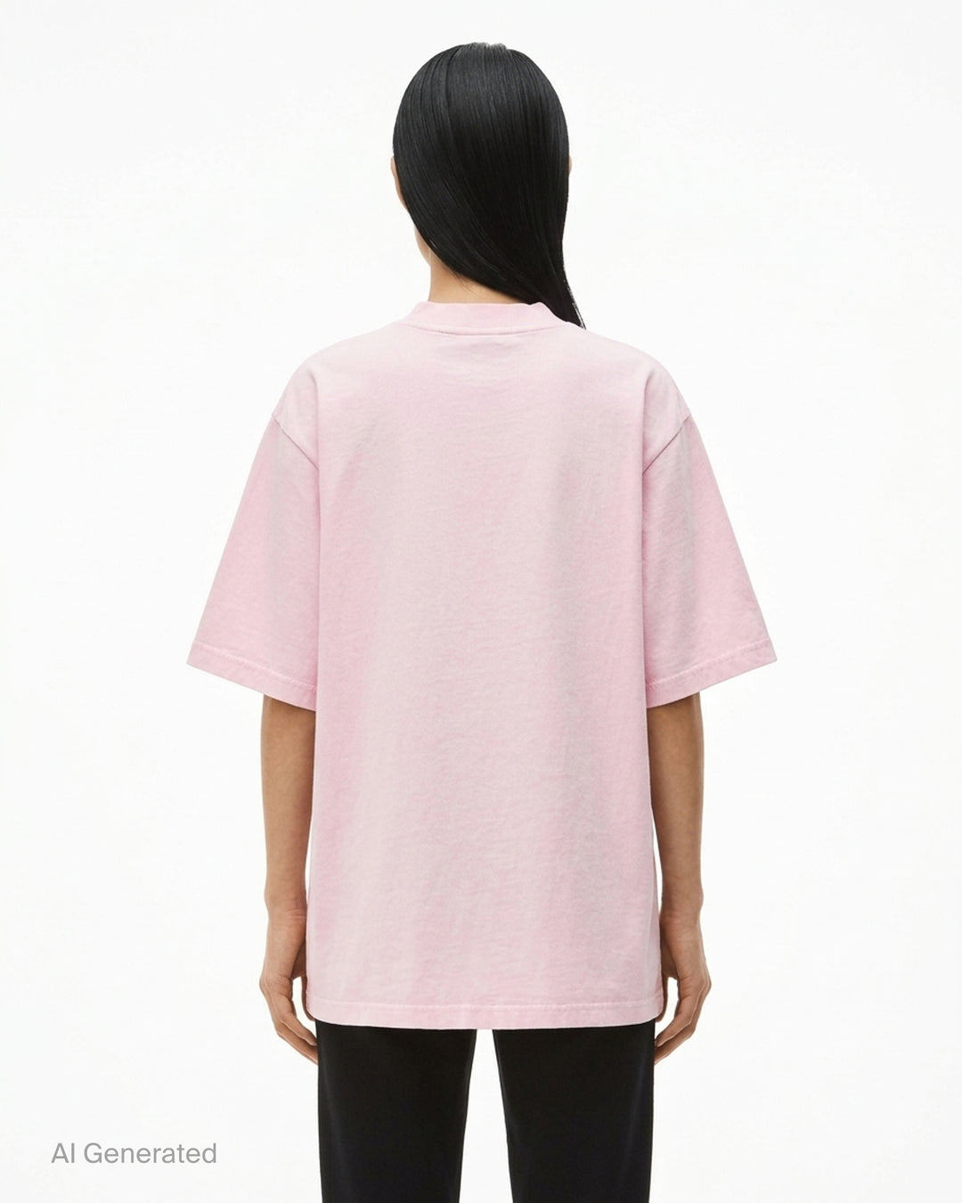 Alexander Wang oversized washed black short sleeve tee with centre chest logo print on white background - back