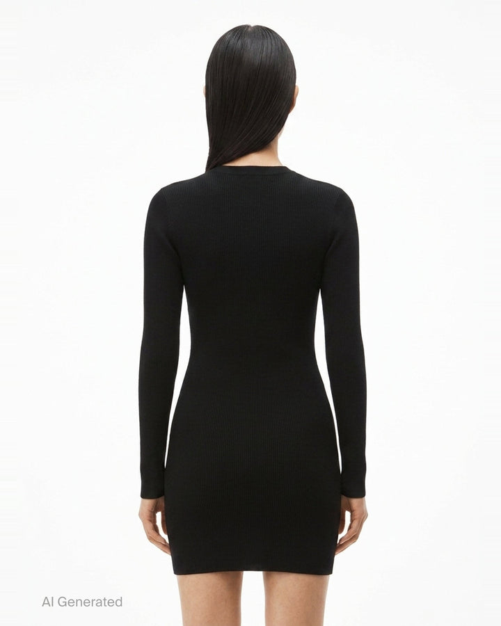 Long Sleeve Crew Neck Dress | Alexander Wang | Club21 - back