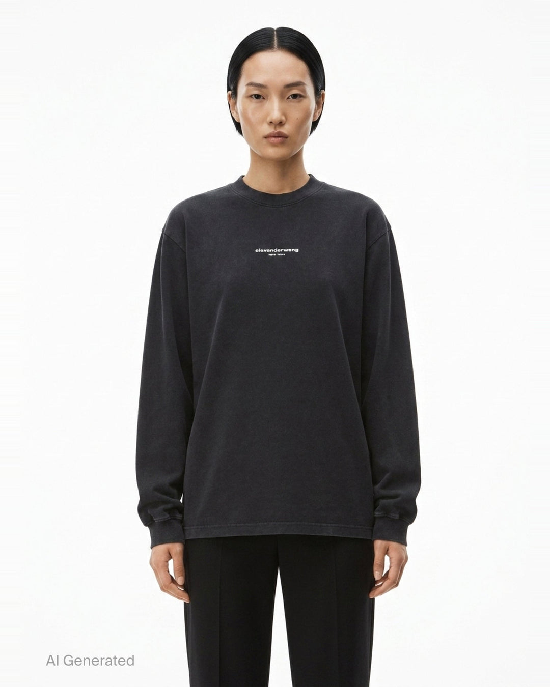 Long Sleeve Logo Print Tee | Alexander Wang | Club21 - front