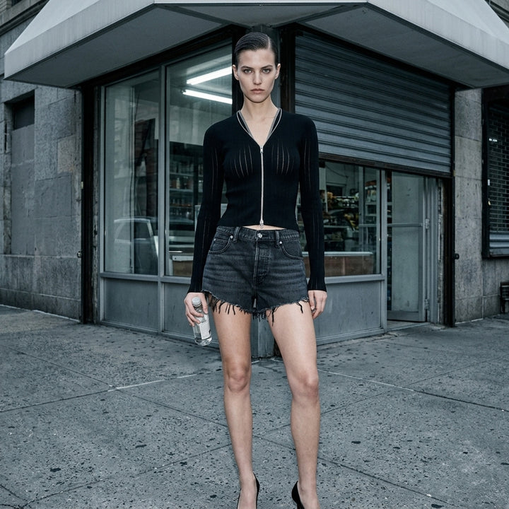 Long Sleeve V-Neck Pointelle Cardigan | Alexander Wang | Club21 - lifestyle
