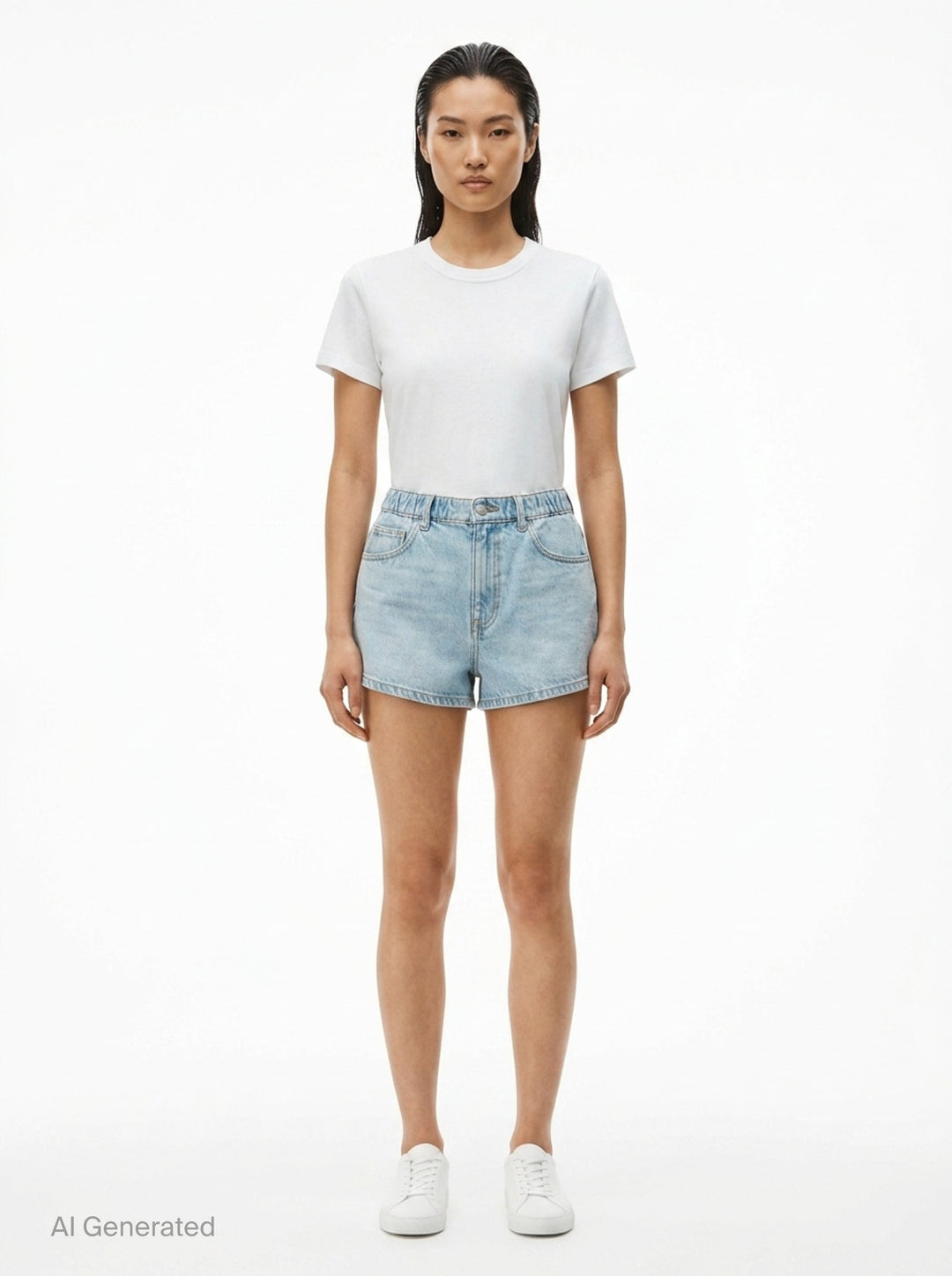 Marathon Rhinestone Denim Shorts | Alexander Wang | Club21 - front
