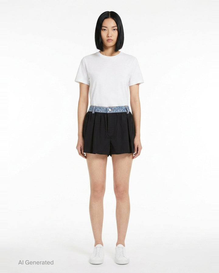 Mid-Rise Denim Waistband Shorts | Alexander Wang | Club21 - front
