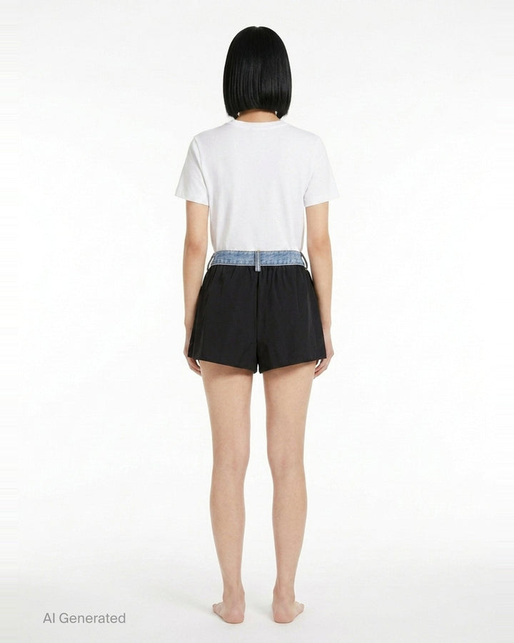 Mid-Rise Denim Waistband Shorts | Alexander Wang | Club21 - back