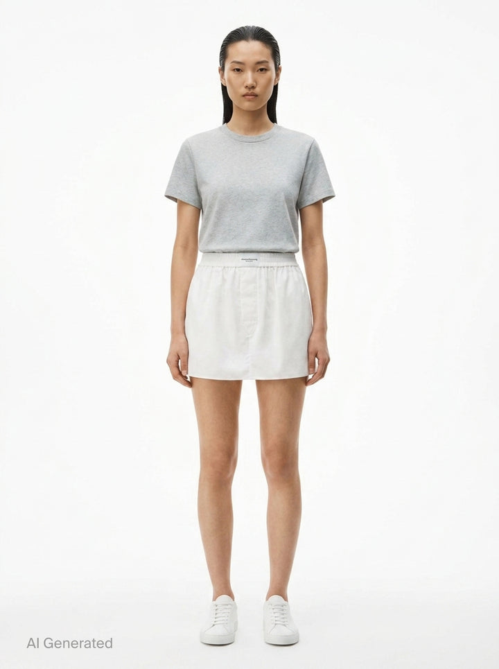 Mid-Rise Mini Boxer Skort | Alexander Wang | Club21 - front