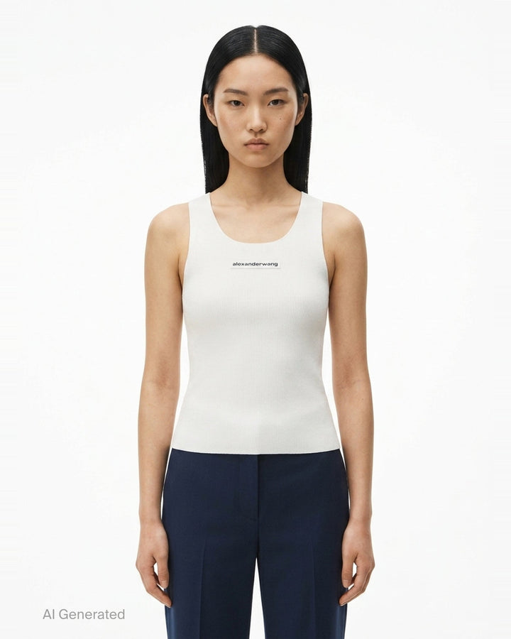 Racer Tank With Jacquard Logo | Alexander Wang | Club21 - front