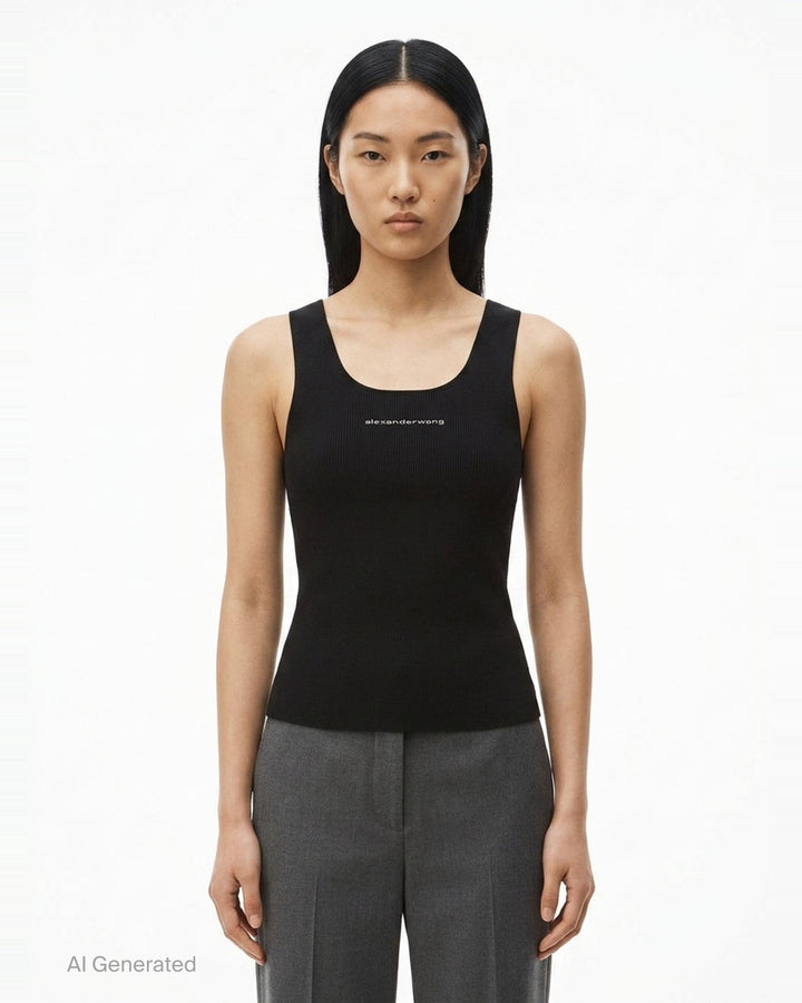 Racer Tank With Jacquard Logo | Alexander Wang | Club21 - front