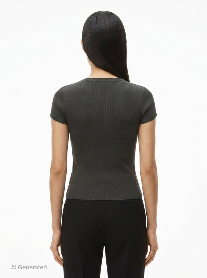 Short Sleeve Crewneck Top | Alexander Wang | Club21 - back