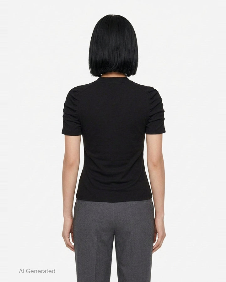 Short Sleeve Ruched Crewneck Pullover | Alexander Wang | Club21 - back