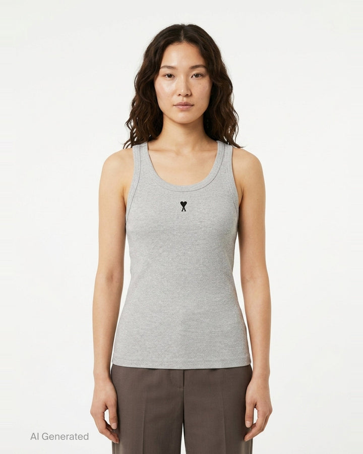 Ami de Cœur Ribbed Tank Top | AMI Alexandre Mattiussi | Club21 - front