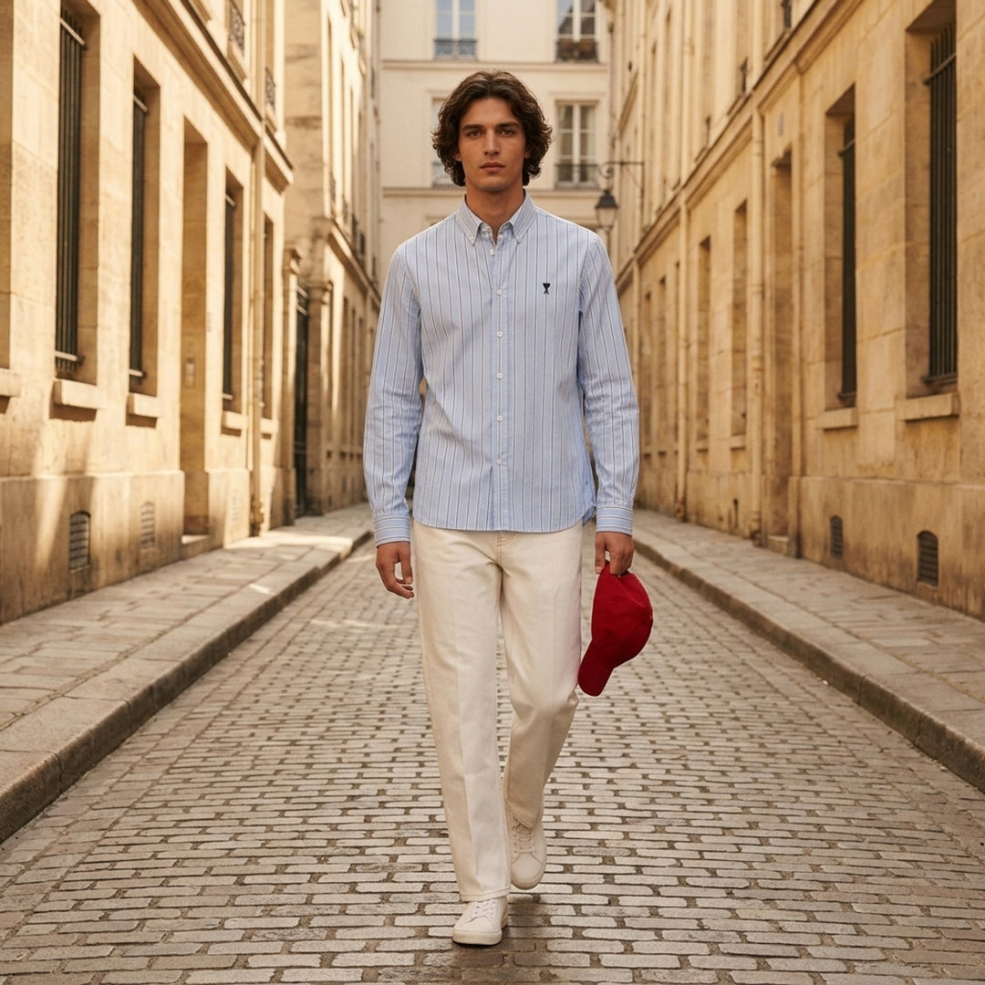 Contrasted Striped Long Sleeve Shirt | AMI Paris | Club21 - lifestyle