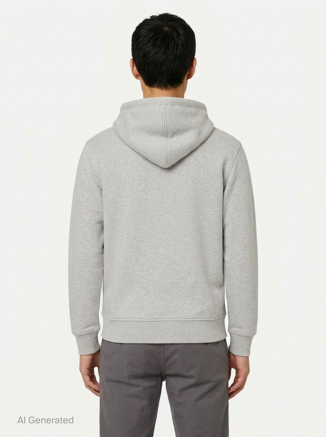 Ami Alexandre Mattiussi black zip-up hoodie with embroidered Ami de Cœur logo, silver zip hardware, adjustable drawstring hood, and kangaroo pocket - back