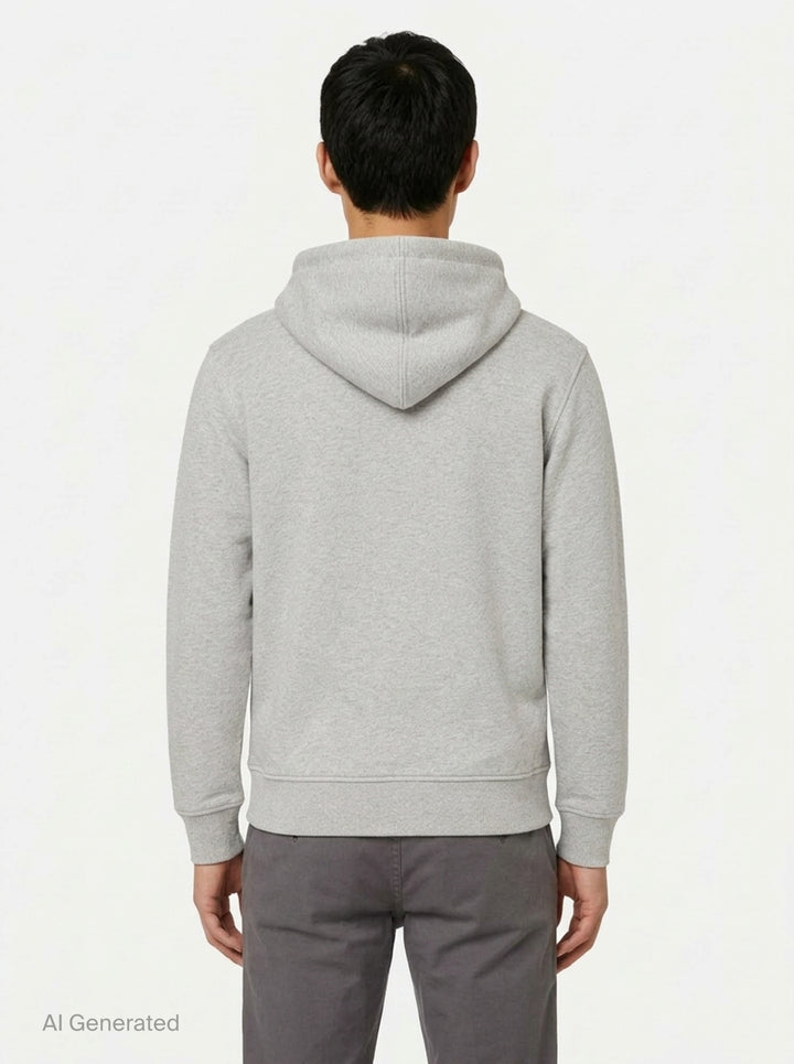 Ami Alexandre Mattiussi black zip-up hoodie with embroidered Ami de Cœur logo, silver zip hardware, adjustable drawstring hood, and kangaroo pocket - back