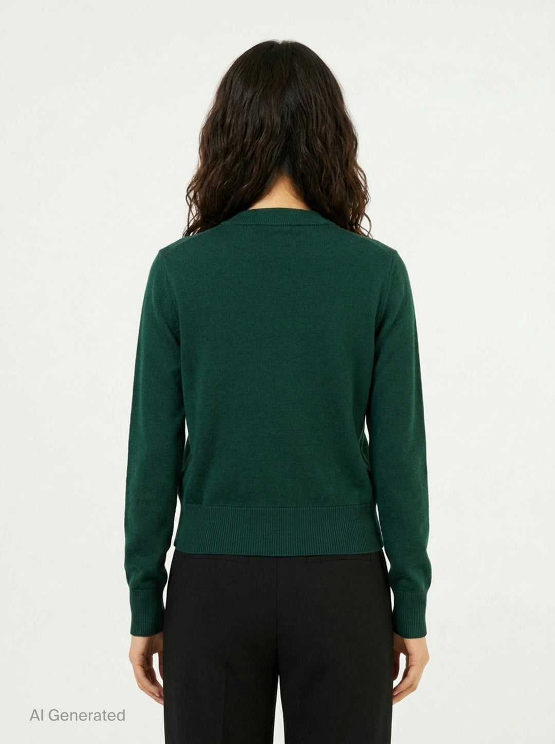 AMI Alexandre Mattiussi forest green crewneck cardigan with dark button-front fastening, ribbed trim, and Ami de Cœur embroidered motif on the chest - back