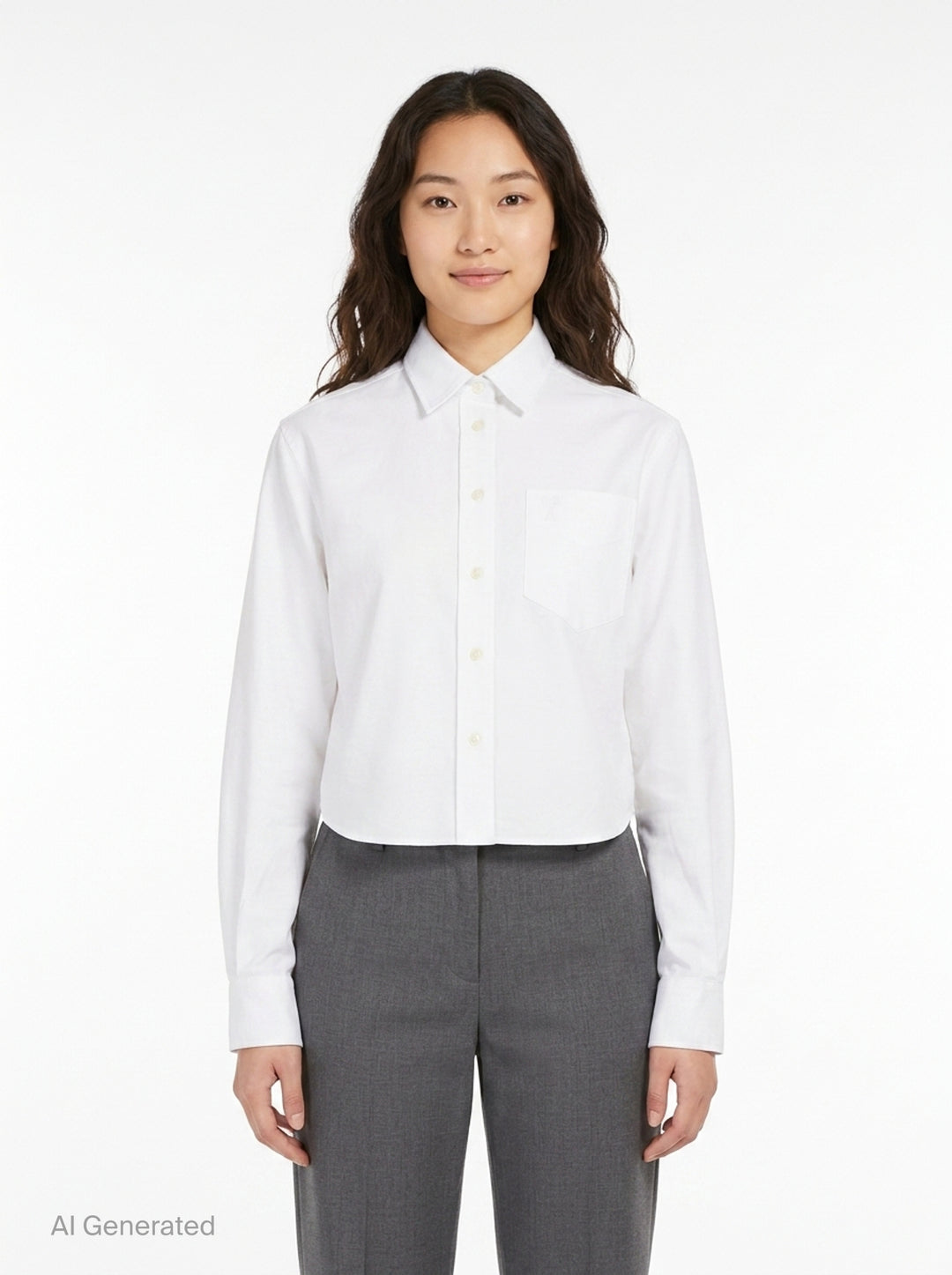 Cropped Classic Fit Shirt | AMI | Club21 - front
