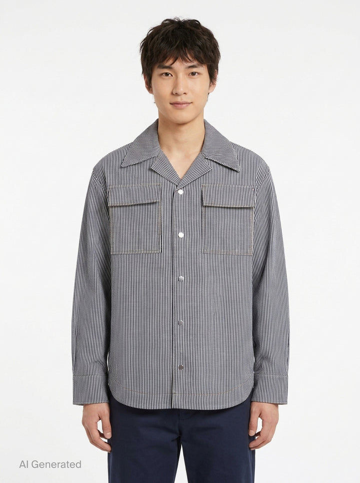 Long Sleeve Saharienne Overshirt | AMI Alexandre Mattiussi | Club21 - front
