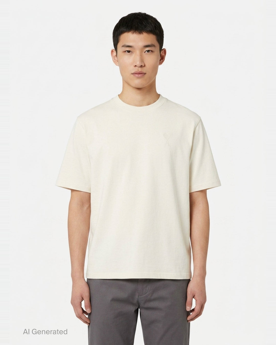 Tonal Embroidered Tee | AMI Alexandre Mattiussi | Club21 - front
