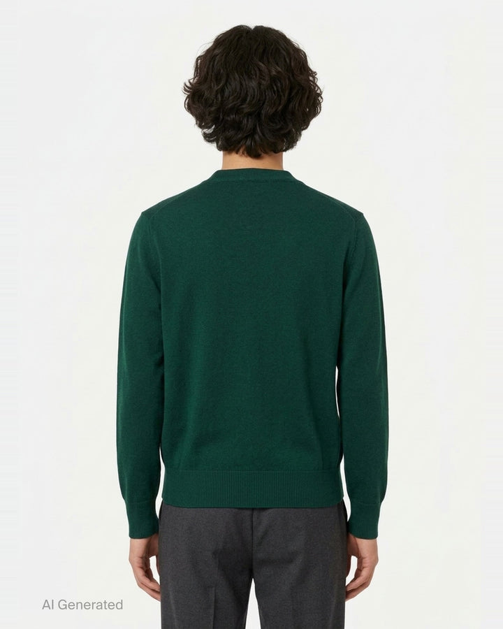 AMI Alexandre Matiussi camel V-neck cardigan with dark tonal button fastening and Ami de Cœur logo embroidery on the chest - back