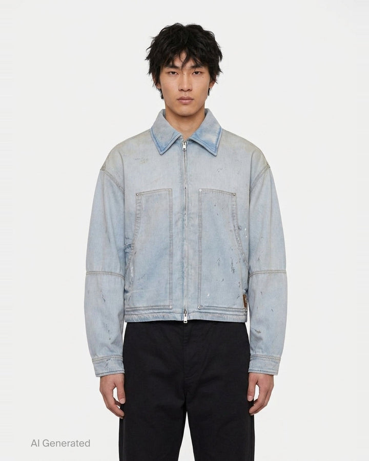 Distressed Denim Work Jacket | Amiri | Club21 - front